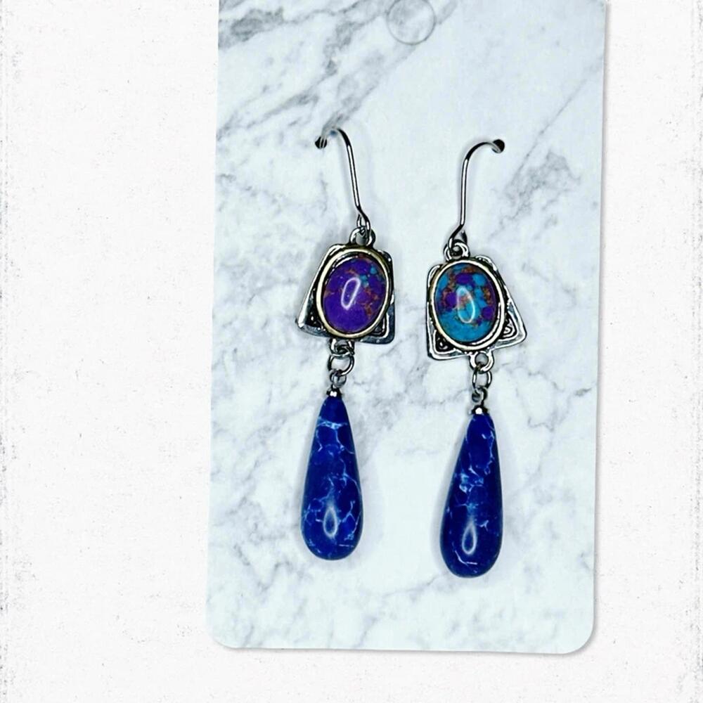 6148gc. Purple Southwest Ceramic Earrings